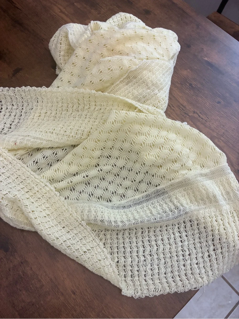 Vintage Handcrafted Yellow Crochet Baby Blanket
